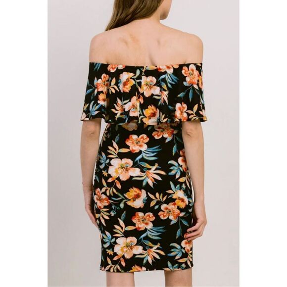 Hello Miz Black Floral Fitted Maternity Off Shoulder Dress Size Large NWT - Picture 10 of 10